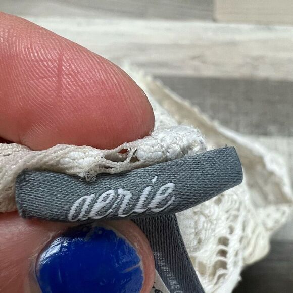 Aerie Women's Eyelash Lace Racerback Bralette White Size M - Picture 7 of 8